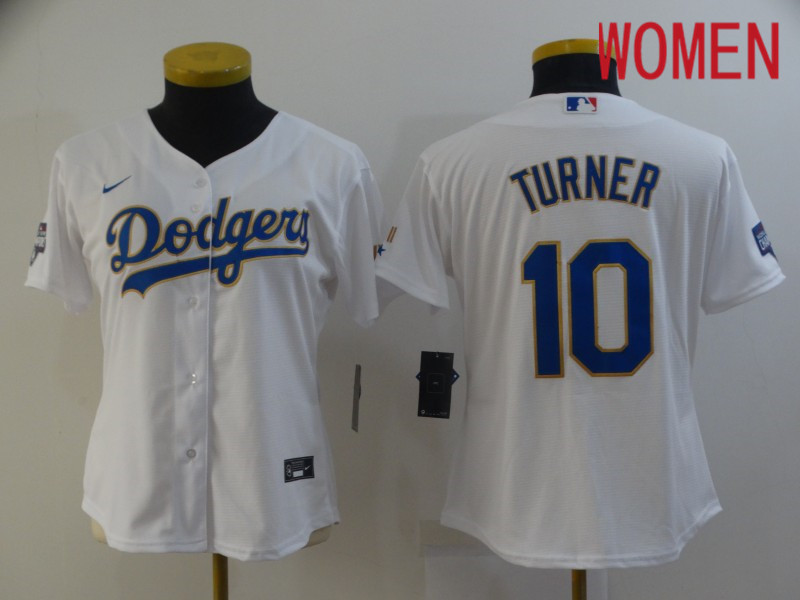 Women Los Angeles Dodgers #10 Turner White Game 2021 Nike MLB Jersey
